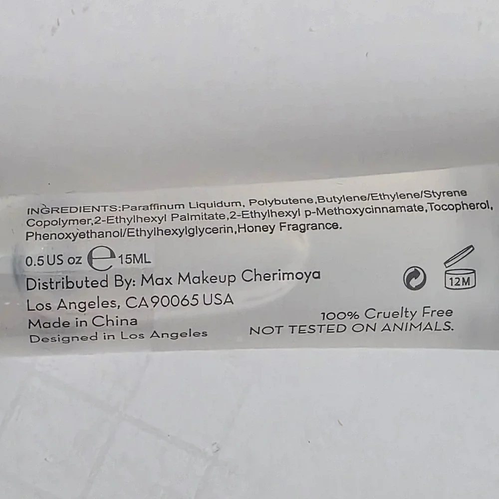Max Makeup Cherimoya Honey Clear Gloss MLH8290 0.5oz Cruelty Free Lip Gloss NEW